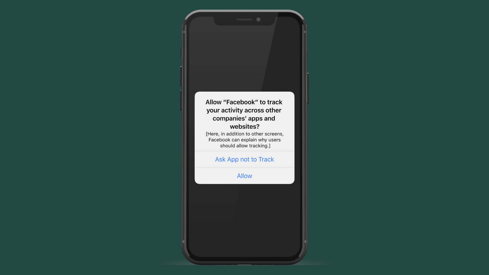 Billedet illustrerer den notifikation man får på sin iphone om tracking